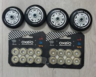 4 Ruedas Oxelo 63mm 82A y 16 Rodamientos ABEC5