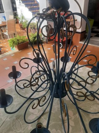 Lámpara de Forja Azul y Dorada