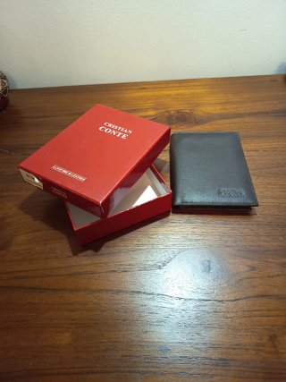 Cartera Cristian Conte Piel Negra/Marrón Nueva