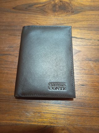 Cartera Cristian Conte Piel Negra/Marrón Nueva