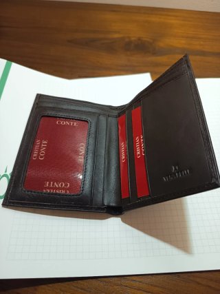 Cartera Cristian Conte Piel Negra/Marrón Nueva
