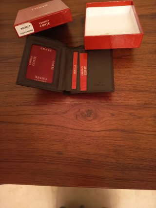 Cartera Cristian Conte Piel Negra/Marrón Nueva