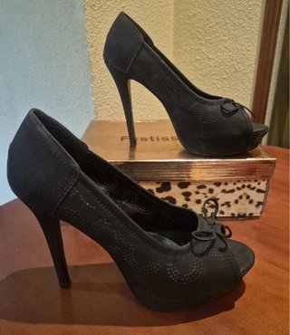 Zapatos Peep Toe Negros Festiss Talla 40