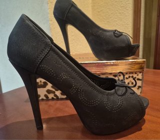 Zapatos Peep Toe Negros Festiss Talla 40