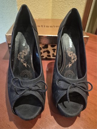 Zapatos Peep Toe Negros Festiss Talla 40