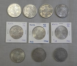 8 Monedas 100 Pesetas Plata 1966