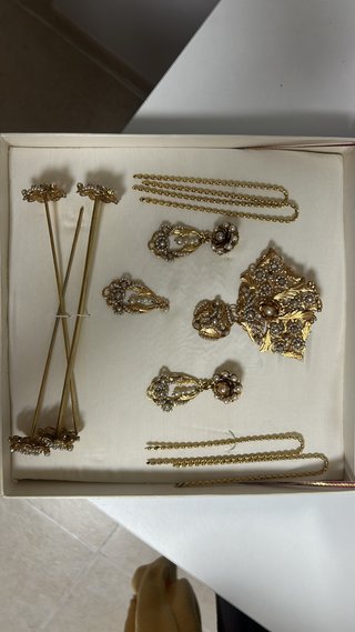 Aderezo Fallera Oro Viejo y Perlas