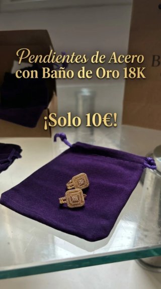 Pendientes de Acero con Baño de Oro 18K
