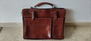 Maletín vintage ZERIMAR piel auténtica marrón