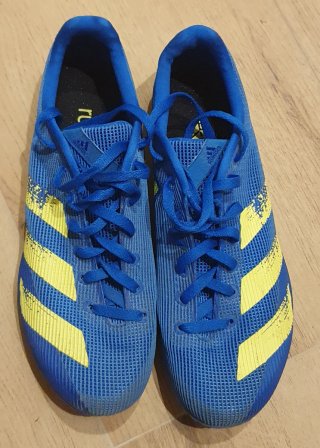 Zapatillas clavos Adidas niño azul/amarillo