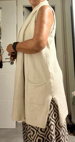 Chaleco de punto beige talla única