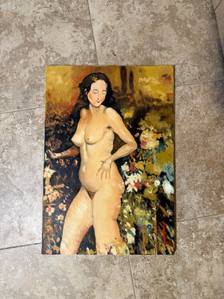 Cuadro mujer desnuda floral