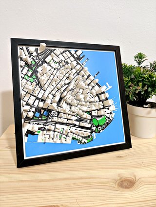 Mapa 3D Nueva York Lower Manhattan con marco