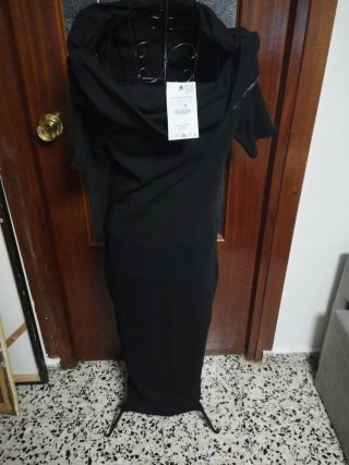 Vestido Largo Negro Zara Talla L