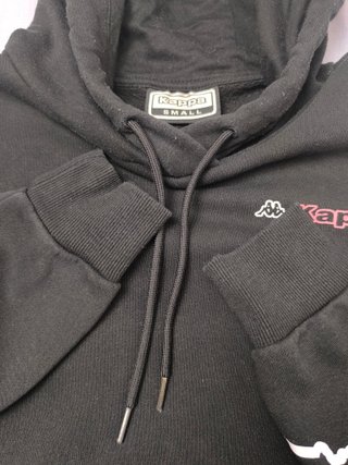 Kappa Sudadera Capucha Negra Logo Bordado Rosa S
