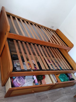 Cama Nido Madera Maciza 2 Plazas con dos cajones