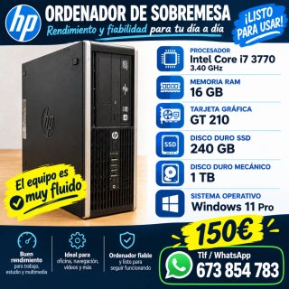 Ordenador Sobremesa HP i7 16GB RAM