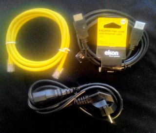 Cavo HDMI Ekon+Cavo AC/PC+Cavo Ethernet. Nuovi