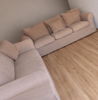 2 Sofás de 3 plazas beige
