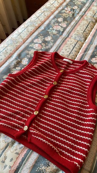 Chaleco de punto Zara rojo y blanco