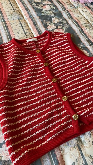 Chaleco de punto Zara rojo y blanco