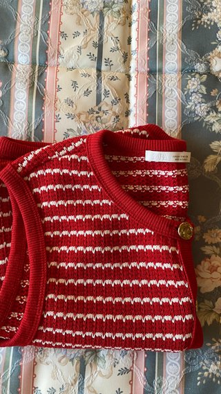 Chaleco de punto Zara rojo y blanco