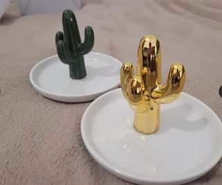 2 Joyeros de Cerámica con Forma de Cactus