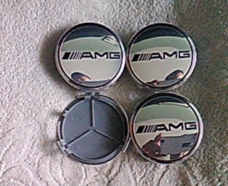 4 Tapabujes AMG 75mm centro rueda llanta emblema
