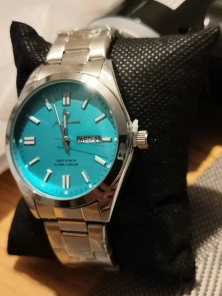 Parnis Reloj Hombre Turquesa y Plata