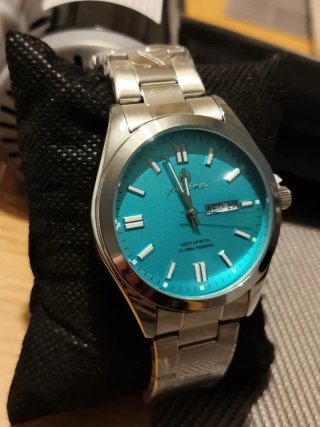 Parnis Reloj Hombre Turquesa y Plata