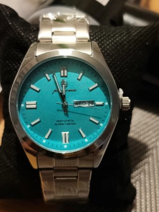 Parnis Reloj Hombre Turquesa y Plata