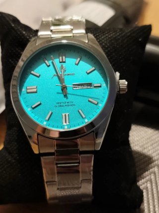 Parnis Reloj Hombre Turquesa y Plata