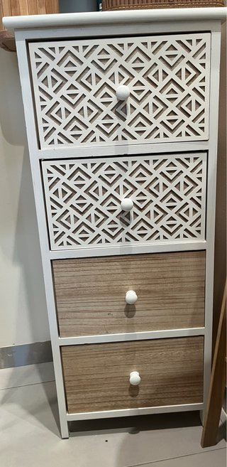 Mueble pequeño cajones blanco y madera