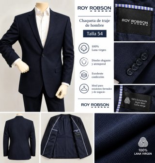 Americana Roy Robson Talla 54 Lana Virgen Azul