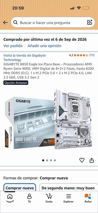 Placa Base Gigabyte B850 Eagle Ice