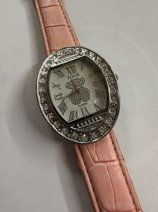 Reloj Oso con Brillantes Rosa y Plateado