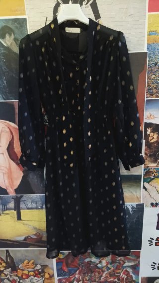 Vestito longuette nero e oro