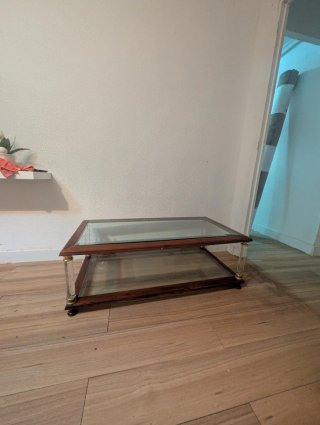 Mesa de Centro de Cristal y Madera