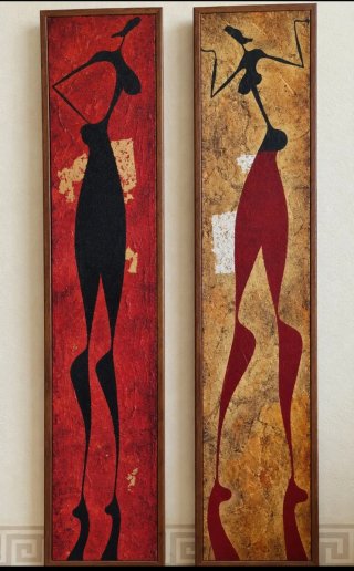 Juego de 2 cuadros abstractos mujer