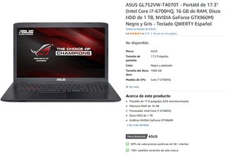 Portátil ASUS GL752VW 17.3