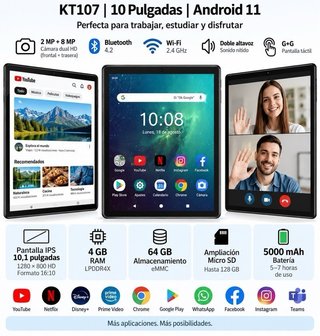 Tablet 10,1” Android 11 4GB 64GB WiFi · Nueva