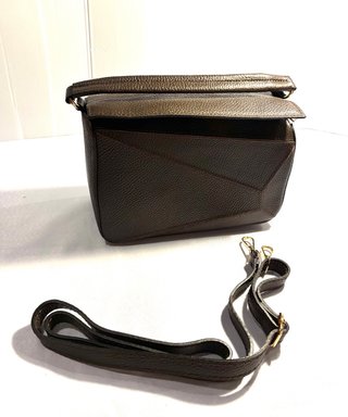 Bolso de Piel Marrón Estilo Puzzle