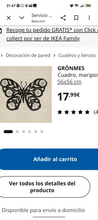 Cuadro IKEA GRÖNMES Mariposa