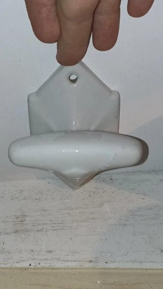 Pareja tiradores cerámica vintage blancos antigua