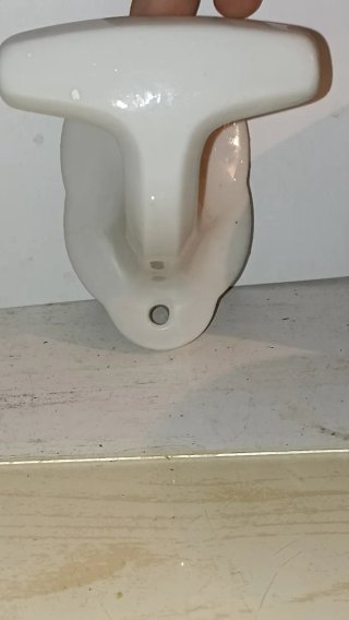 Pareja tiradores cerámica vintage blancos antigua