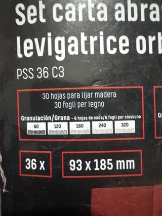 Papel de Lija para Lijadora Orbital Parkside