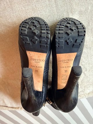 Botines Jimmy Choo Piel Negra Hebilla Plataforma
