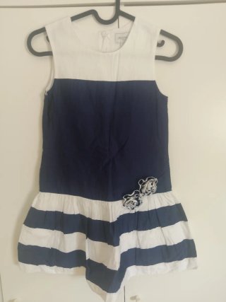 Vestido Mayoral niña azul y blanco