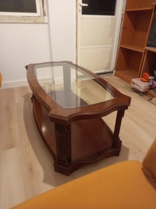 Mesa de centro madera y cristal