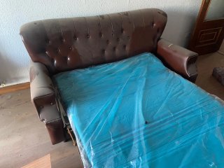 Sofá Cama Marrón y Multicolor